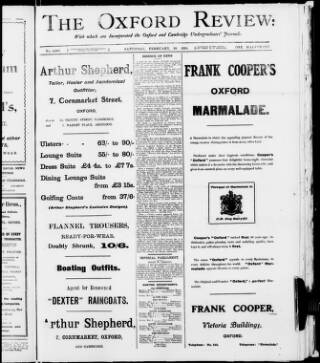 cover page of Oxford Review published on February 28, 1914