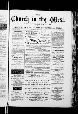 cover page of Church in the West published on February 28, 1885