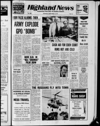 cover page of Highland News published on September 18, 1975
