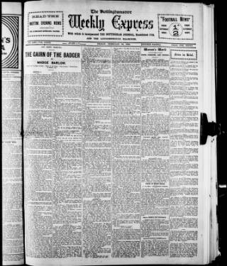 cover page of Nottinghamshire Weekly Express published on February 28, 1908