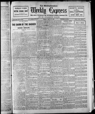 cover page of Nottinghamshire Weekly Express published on May 29, 1908