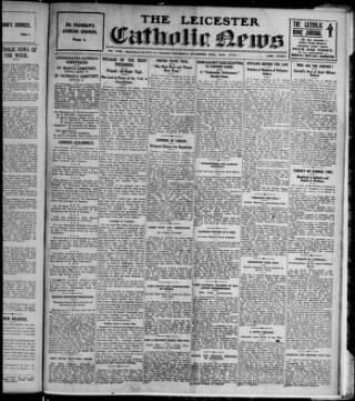cover page of Leicester Catholic News published on December 30, 1916
