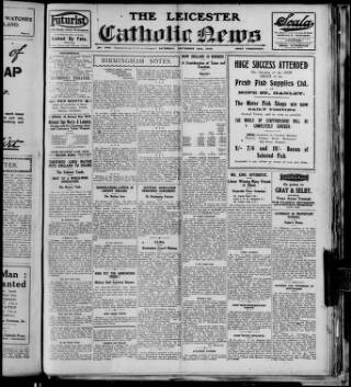 cover page of Leicester Catholic News published on September 18, 1920