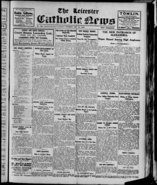 cover page of Leicester Catholic News published on May 29, 1926