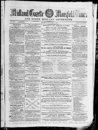 cover page of Midland Gazette and Mansfield Times published on November 30, 1867
