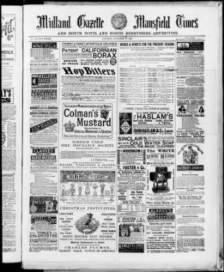 cover page of Midland Gazette and Mansfield Times published on December 30, 1882