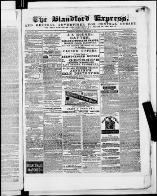 cover page of Blandford Express published on February 28, 1874