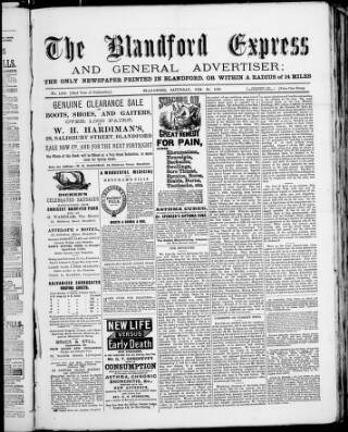 cover page of Blandford Express published on February 28, 1891