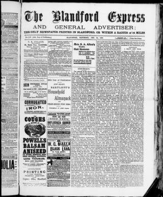 cover page of Blandford Express published on December 30, 1893