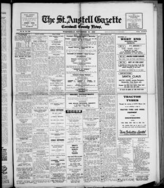 cover page of St. Austell Gazette and Cornwall County News published on November 30, 1949