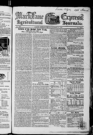 cover page of Mark Lane Express published on November 19, 1855