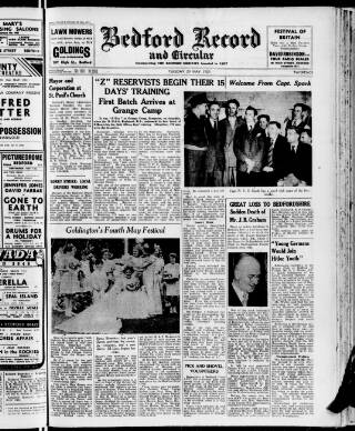cover page of Bedford Record published on May 29, 1951