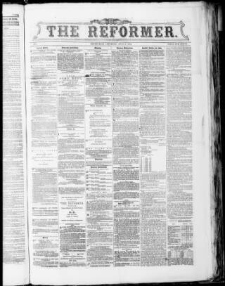cover page of The Reformer published on July 6, 1872