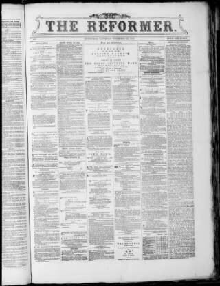 cover page of The Reformer published on November 30, 1872