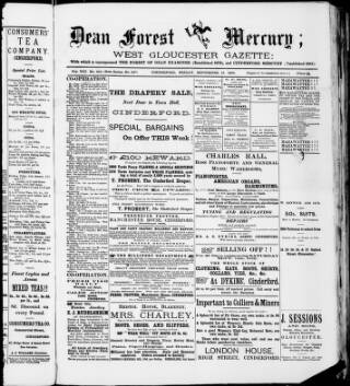 cover page of Dean Forest Mercury published on September 13, 1889