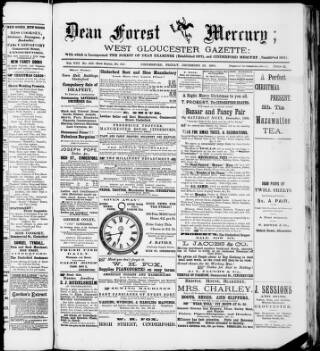 cover page of Dean Forest Mercury published on December 20, 1889