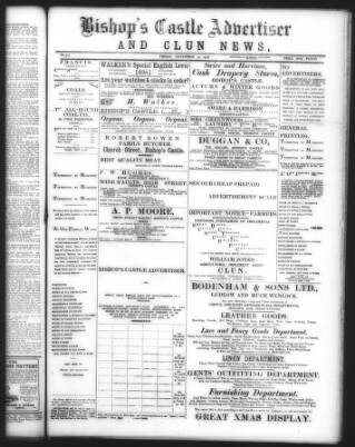 cover page of Bishop's Castle Advertiser and Clun News published on November 30, 1906
