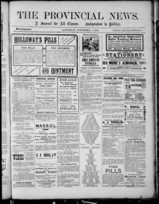 cover page of Provincial News (Lydney) published on November 5, 1910
