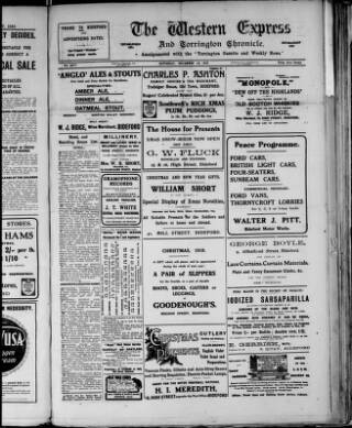 cover page of Western Express published on December 14, 1918