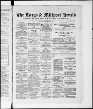 cover page of Largs & Millport Herald published on September 13, 1883