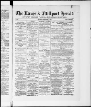 cover page of Largs & Millport Herald published on November 1, 1883