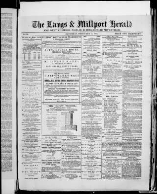 cover page of Largs & Millport Herald published on February 9, 1884