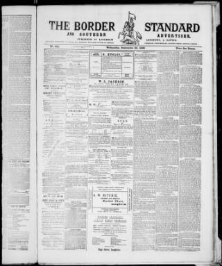 cover page of Border Standard published on September 22, 1886