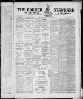 cover page of Border Standard published on November 24, 1886