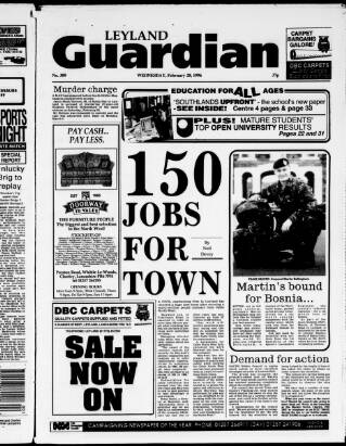cover page of Leyland Guardian published on February 28, 1996