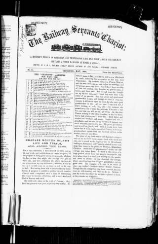 cover page of Railway Servants' Chariot and Companion published on May 1, 1881