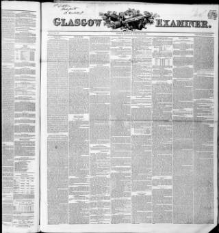 cover page of Glasgow Examiner published on February 28, 1846