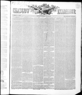 cover page of Glasgow Examiner published on May 29, 1858