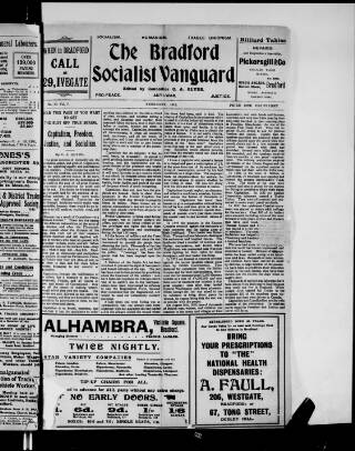 cover page of Bradford Socialist Vanguard published on February 1, 1916