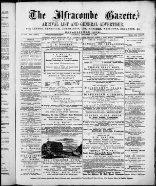 cover page of Ilfracombe Gazette published on December 1, 1877