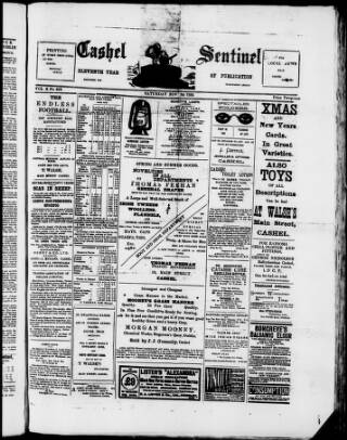 cover page of Cashel Sentinel published on November 30, 1895