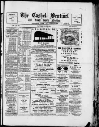 cover page of Cashel Sentinel published on May 9, 1896