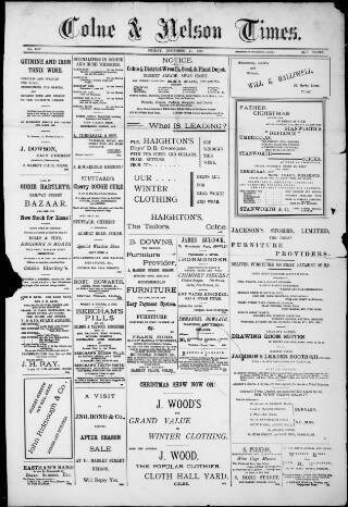 cover page of Colne & Nelson Times published on December 24, 1897