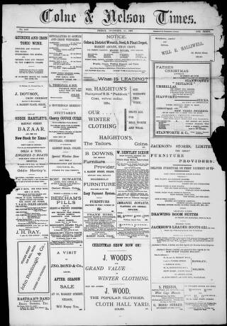 cover page of Colne & Nelson Times published on December 31, 1897