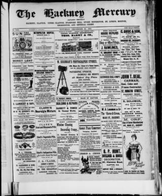 cover page of Hackney Mercury published on December 30, 1905
