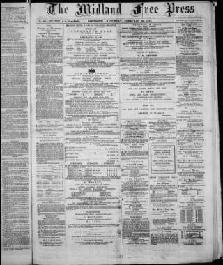 cover page of Midland Free Press published on February 28, 1874