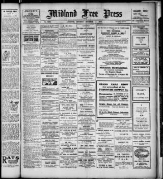 cover page of Midland Free Press published on December 11, 1915