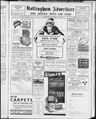 cover page of Nottingham Advertiser published on November 30, 1940