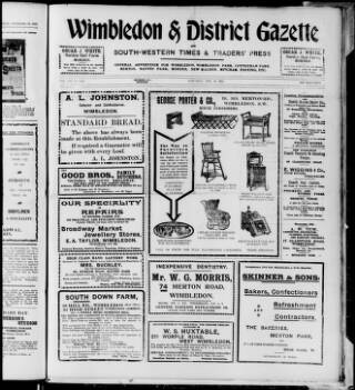 cover page of Wimbledon and District Gazette and South-Western Times published on November 30, 1912
