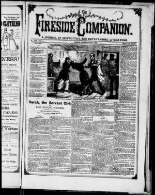 cover page of Fireside Companion published on December 30, 1882