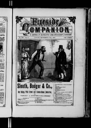 cover page of Fireside Companion published on September 18, 1886