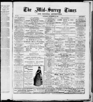 cover page of Mid-Surrey Times published on November 30, 1889