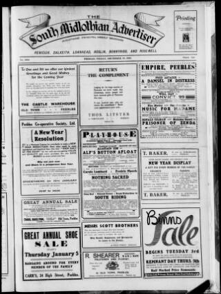 cover page of Peeblesshire Monthly Advertiser and Tweedside Journal published on December 30, 1938