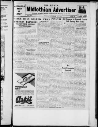 cover page of Peeblesshire Monthly Advertiser and Tweedside Journal published on November 30, 1945