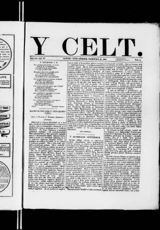 cover page of Y Celt published on November 28, 1884