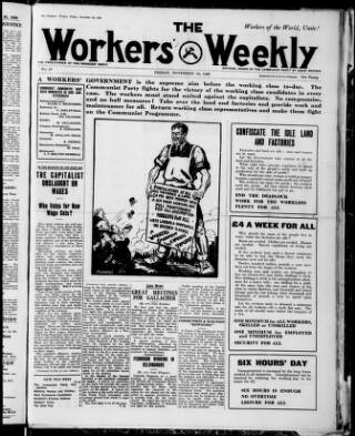 cover page of Workers' Weekly published on November 30, 1923